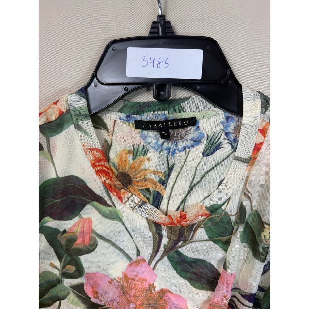Caballero Devi mesh Floral yellow Top Xl - Picture 3 of 5